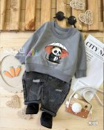 بلوز شلوار جین طوسی پاندا