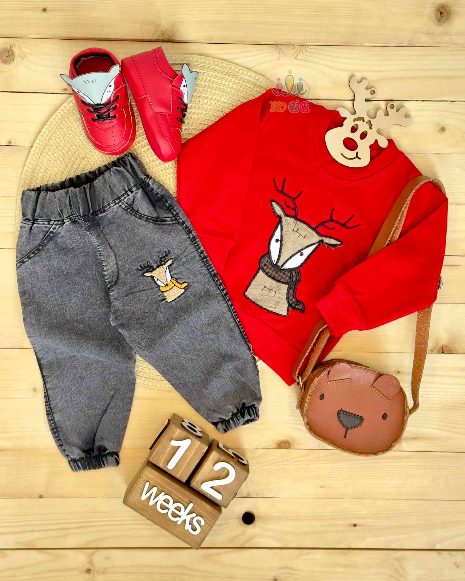 سه تکه بلوز شلوار پاپوش گوزن قرمز سه تکه بلوز شلوار پاپوش گوزن قرمز