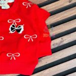 بلوز-تک-دخترانه-چیندار-پاپیونی-قرمز