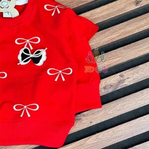 بلوز-تک-دخترانه-چیندار-پاپیونی-قرمز