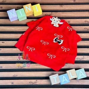 بلوز-دخترانه-چیندار-پاپیونی-قرمز