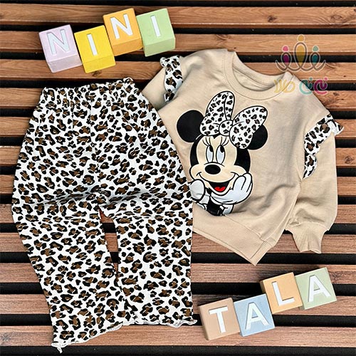 بلوز-شلوار-دخترانه-طرح-مینی-پلنگی-کرمی