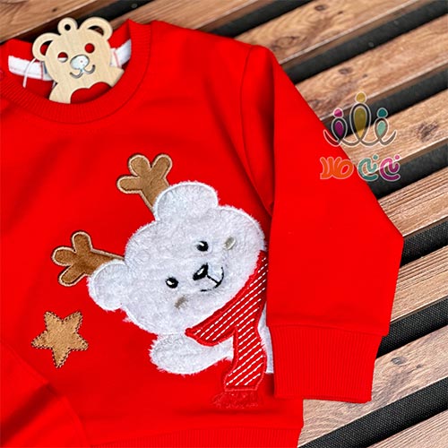 ست-بلوز-شلوار-اسپرت-خرس-شال-قرمز