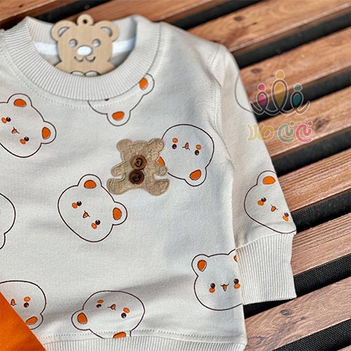 ست-بلوز--شلوار-بچگانه-لپ-نارنجی-تدی