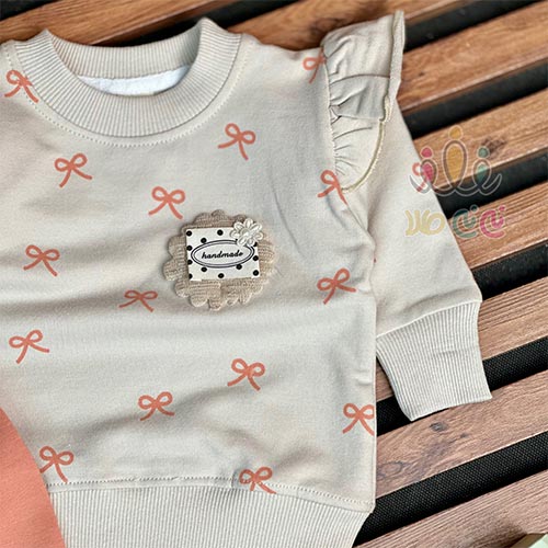 ست-بلوز--شلوار-دخترانه-چیندار-پاپیونی-گلبهی