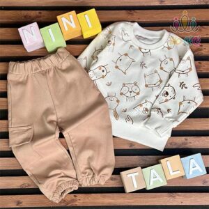 ست-بلوز-و-شلوار-اسپرت-بچگانه-طرح-جنگل-شکلاتی