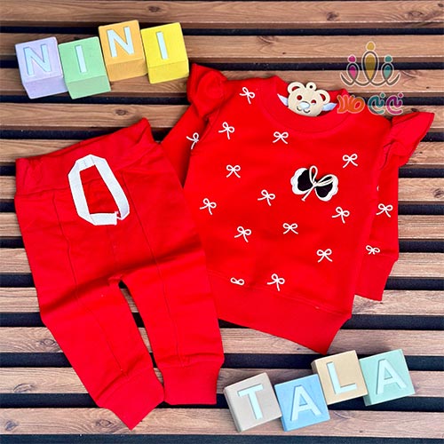 ست-بلوز-و-شلوار-دخترانه-چیندار-پاپیونی-قرمز