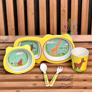 ست-۵-تکه-ظرف-غذا-بامبو-کودک-طرح-جنگل