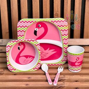 ست-۵-تکه-ظرف-غذا-بامبو-کودک-فلامینگو