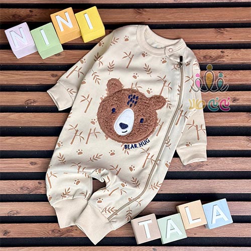 سرهم-زیپی-اسپرت-نوزاد-طرح-خرس-برجسته