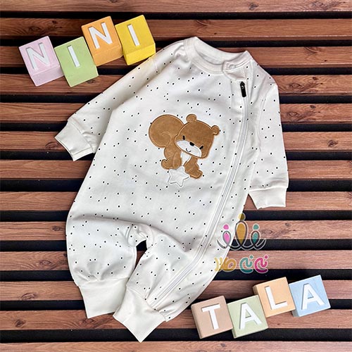 سرهم-زیپی-اسپرت-نوزاد-طرح-سنجاب-خالدار