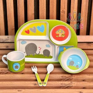 ظرف-غذا-بامبو-۵-تکه-طرح-فیل-قلبی