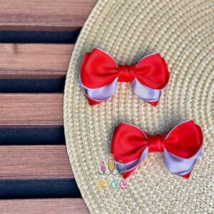 گیره-موی-پاپیونی-دخترانه-رنگی-قرمز-طوسی