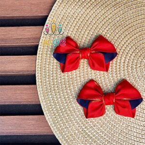 گیره-موی-پاپیونی-قرمز-نوار-طلایی-دخترانه