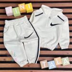 هودی-شلوار-اسپرت-نیم-زیپ-نایک-بچگانه-سفید