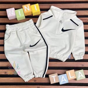 هودی-شلوار-اسپرت-نیم-زیپ-نایک-بچگانه-سفید