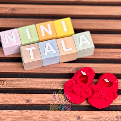 پاپوش-کبریتی-پاپیوندار-برگی-قرمز-نوزاد