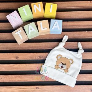 کلاه-دو-گرهی-نوزادی-اسپرت-طرح-خرس-خوشحال-شیری