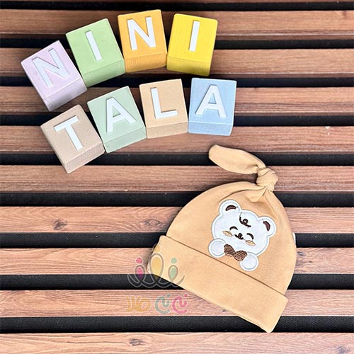 کلاه-گرهی-تدی-پاپیون-دار-اسپرت-نوزادی-شکلاتی