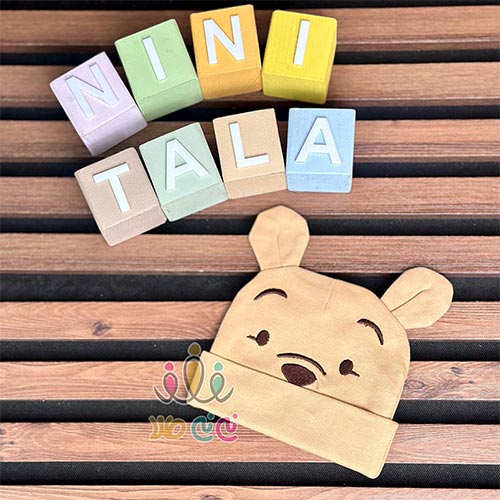 کلاه-گوشدار-نوزادی-اسپرت-طرح-پو-شکلاتی