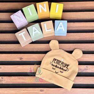 کلاه-گوشدار-نوزادی-اسپرت-طرح-گلدوزی-ستاره-شکلاتی