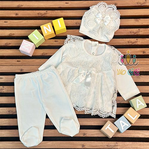 ست-سه-تکه-پیراهن-گل-توری-نوزادی-شیری ست-سه-تکه-پیراهن-گل-توری-نوزادی-شیری