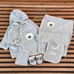ست 5 تکه حوله جعبه ای بلیکا طرح خرس تاجدار طوسی - Image 2