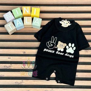 رامپر-اسپرت-بچگانه-طرح-ردپا-DOGS-مشکی