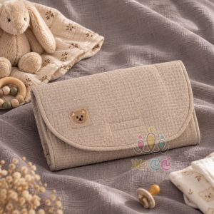 زیرانداز تعویض بالش‌دار تدی گلدوزی سرو کیدز رنگ نسکافه‌ای